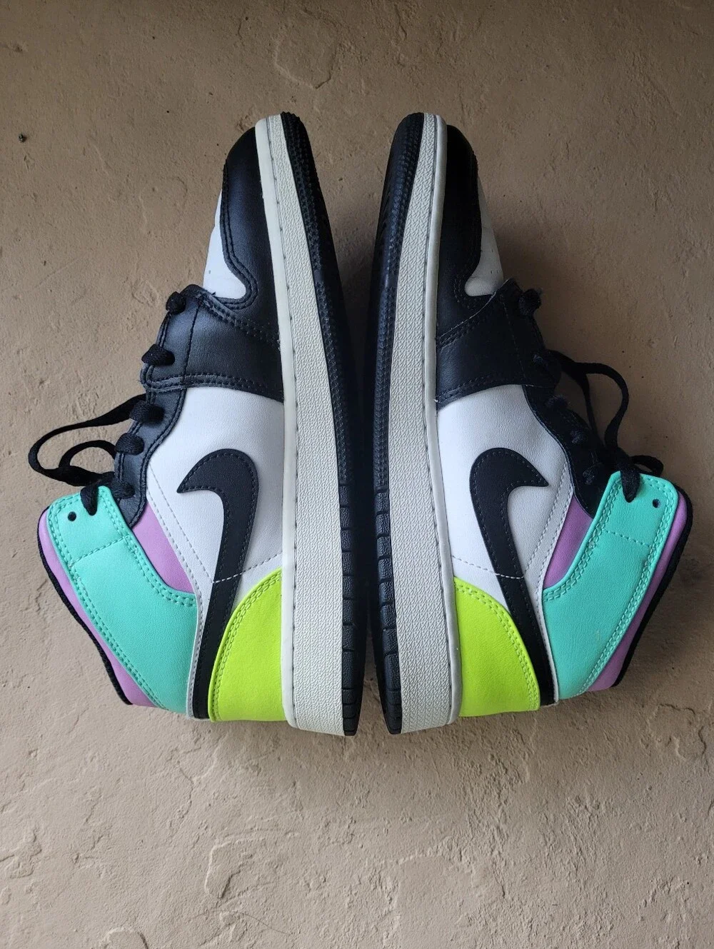 Nike Kids Air Jordan High Top Sneakers Black White Green Pink Neon